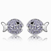 Austria crystal Crystal earrings - love magic fish (pale pinkish purple)