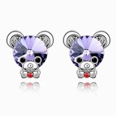 Austria crystal Crystal - Baby Bear Earrings (pale pinkish purple)