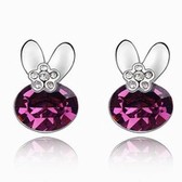 Austria crystal Crystal earrings - gold black rabbit (purple)