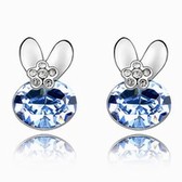 Austria crystal Crystal earrings - gold black rabbit (light blue)