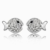 Austria crystal Crystal earrings - love magic fish (white)