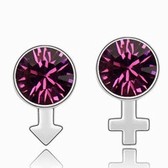 Austria crystal Crystal earrings - male and female symbols (purple)