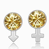 Austria crystal Crystal earrings - male and female symbol (golden)