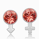 Austria crystal Crystal earrings - male and female symbols (water lilies, red)