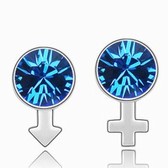 Austria crystal Crystal earrings - male and female symbols (dark blue)