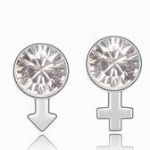 Austria crystal Crystal earrings - male and female symbols (white)