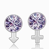 Austria crystal Crystal earrings - male and female symbols (violet)
