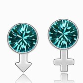 Austria crystal Crystal earrings - male and female symbols (Blue Zircon)