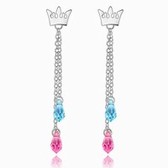 Austria crystal Crystal Earrings - Full House (Rose + sea blue)