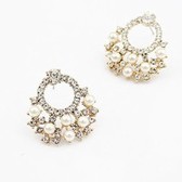 Boutique - Korean - sweet flash diamond ring pearl earrings simple