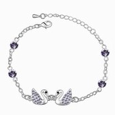 Austrian crystal bracelet - Swan (pale pinkish purple)