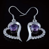 Exquisite fashion purple heart CZ earrings (imitation allergies, do not fade)