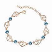 Austrian crystal bracelet - your thoughts my heart (rose gold + sea blue)
