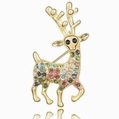 Austrian crystal brooch - sika deer (18K + color)