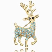 Austrian crystal brooch - sika deer (18K + sea blue)