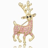 Austrian crystal brooch - sika deer (18K + Light Rose)