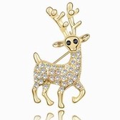 Austrian crystal brooch - sika deer (18K + White)