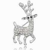 Austrian crystal brooch - sika deer (white)