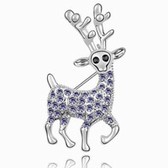 Austrian crystal brooch - sika deer (pale pinkish purple