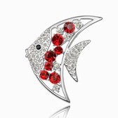 Austrian crystal brooch - Angel Fish (light red)