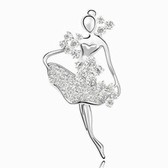 Import Crystal brooch - Ballet girls (white)