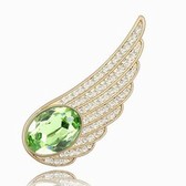 Austrian crystal brooch - Angel wings (18K + olive)
