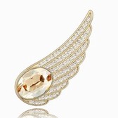 Austrian crystal brooch - Angel wings (18K + Golden Shadow)