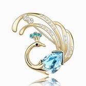 Austrian crystal brooch - Phoenix (18K + sea blue)