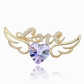 Austrian crystal brooch - Love Angel Wings (18K + violet)