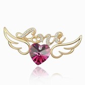 Austrian crystal brooch - Love Angel Wings (18K + purple)