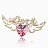 Austrian crystal brooch - Love Angel Wings (18K + Rose)