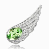 Austrian crystal brooch - Angel wings (olive)