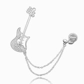Austrian crystal brooch - Guitar (White)