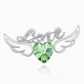 Austrian crystal brooch - Love Angel Wings (olive)