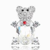 Austrian crystal brooch - simple-minded bear (white)