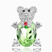 Austrian crystal brooch - simple-minded Bears (olive)