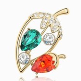 Austrian crystal brooch - choke a small peppers (water lilies, red)