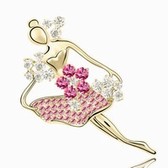 Austrian crystal brooch - Ballet Girls (18K gold + Rose)