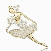 Austrian crystal brooch - Ballet Girls (18K gold + white)
