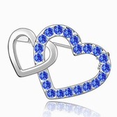 Austrian Crystal Brooch - Heart to Heart (Blue)