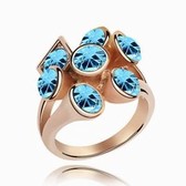 Austria crystal ring - beautiful ( Rose Gold + blue )