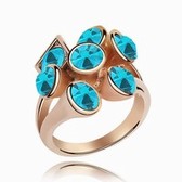 Austria crystal ring - beautiful ( Rose Gold + blue zircon )