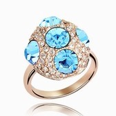 Austria crystal ring - colored mushroom ( Rose Gold + blue )