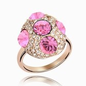 Austria crystal ring - colored mushroom ( Rose Gold + Red )