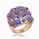 Austria crystal ring - Luxury queen ( Rose Gold + Tanzanite )