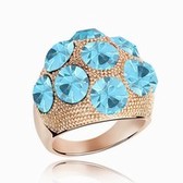 Austria crystal ring - Lust ( Rose Gold + blue )