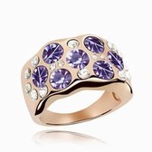 Austrian crystal ring - the morning dew (rose gold + pale pinkish purple)