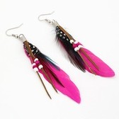 ( rose red ) fashion Beaded personality Feather Earrings