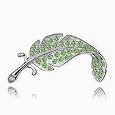 Austrian Crystal Brooch - feathers (olive)