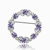 Austrian crystal brooch - sweet flower vine (pale pinkish purple)